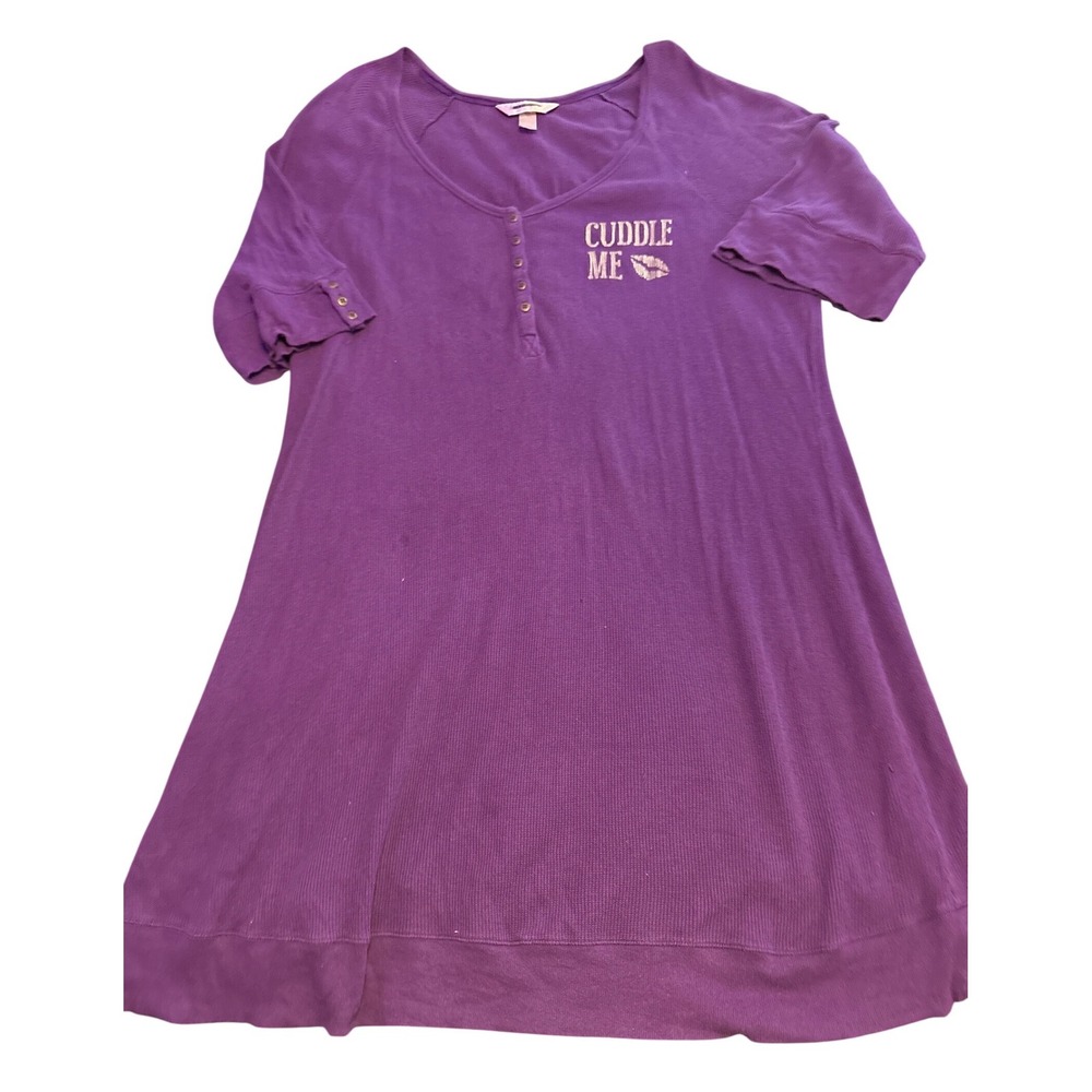 Cacique Plus Size Purple Cuddle Me Sleep Shirt Nightgown Henley Lounge 22/24